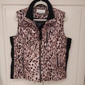 Calvin Klein XL Zip-Front Leopard Print Puffer Vest